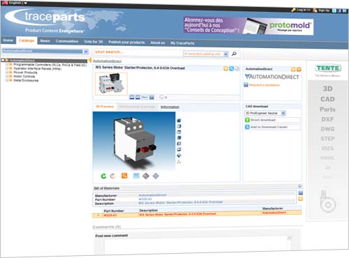 AutomationDirect is now using the TraceParts Internet service to provide 3D product models for controls engineers and designers