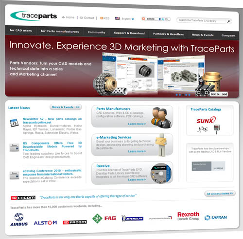 Sixth major release of the corporate Web site www.traceparts.com