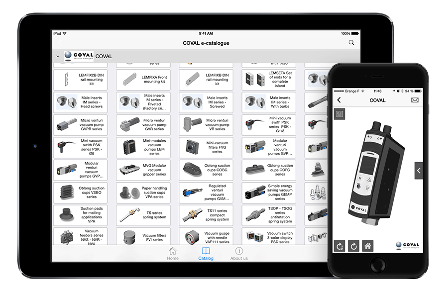 Application Mobile COVAL - Catalogues CAO 3D