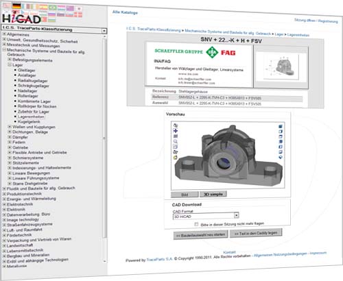 Availability of HiCAD TraceParts, a comprehensive online library of purchased and standard parts