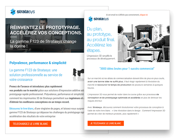 Stratasys utilise les campagnes email marketing de TraceParts