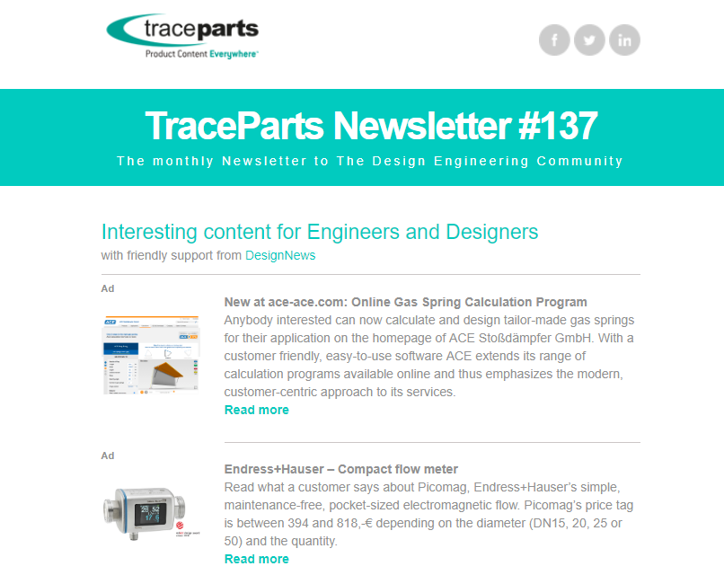 TraceParts newsletter