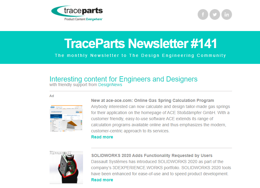 TraceParts newsletter