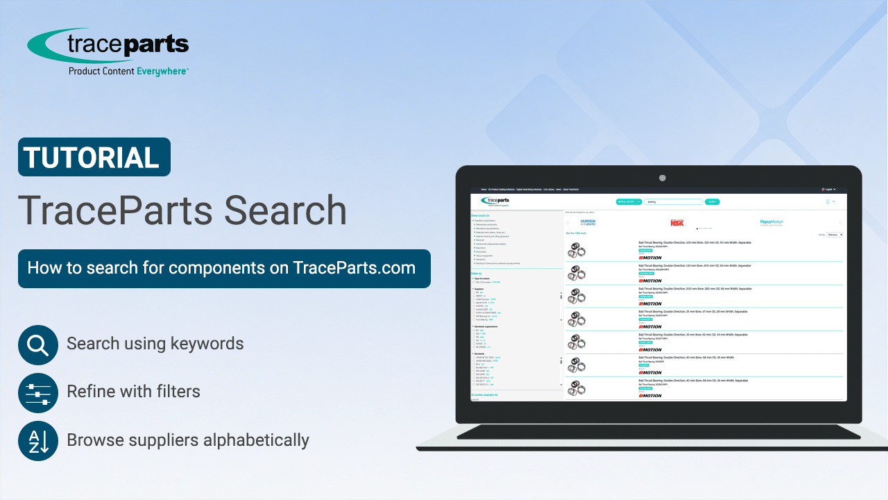 How to search for components on TraceParts.com
